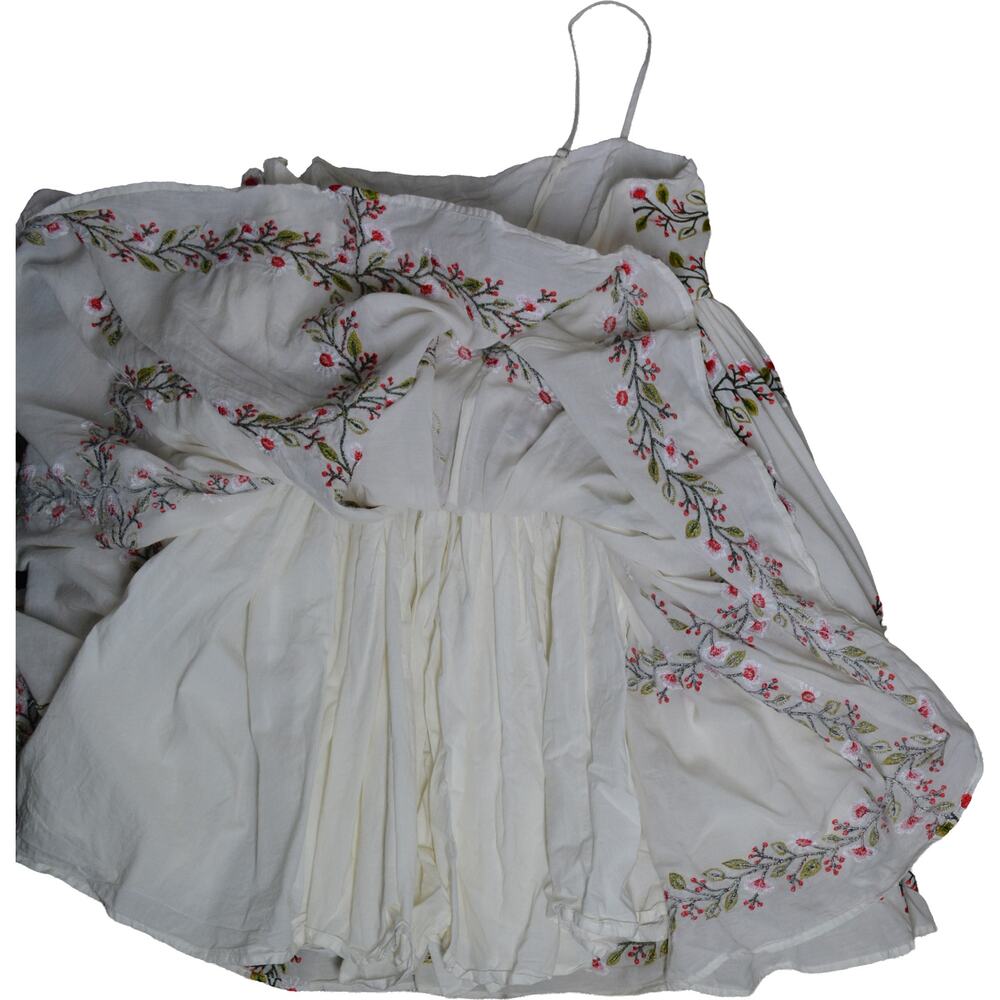 Samant Chauhan Cottage Boho Embroidered Babydoll Tiered Cami Mini Dress L Floral - Picture 12 of 14